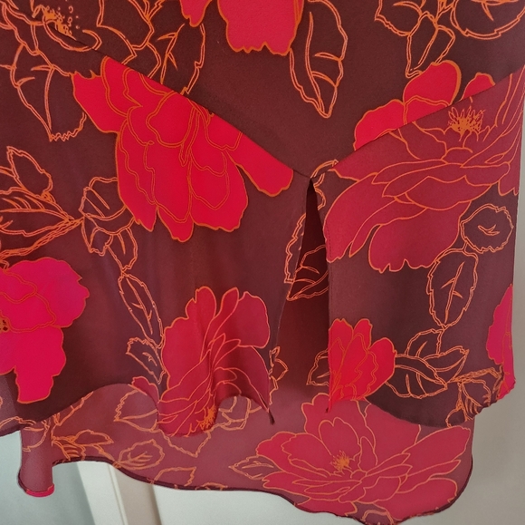 Vintage Express Red/Orange Tropical Floral Print - Picture 3 of 6